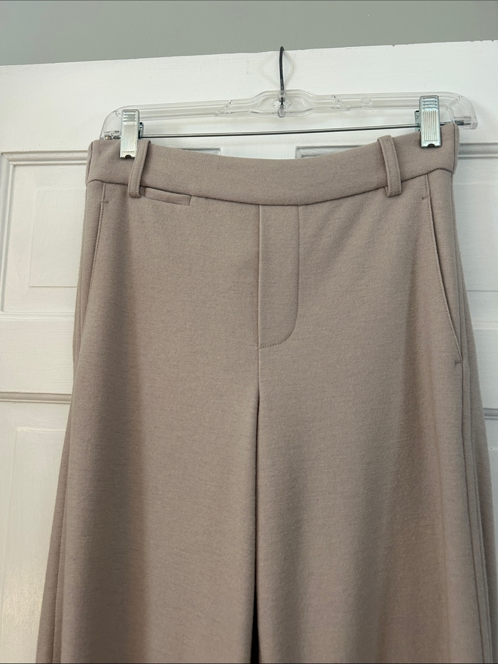 Vince Soft Beige Wool-Blend Trousers